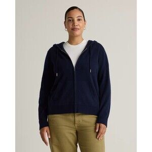 Quince Mongolian Cashmere Hoodie Women's L True Navy Full Zip NWT